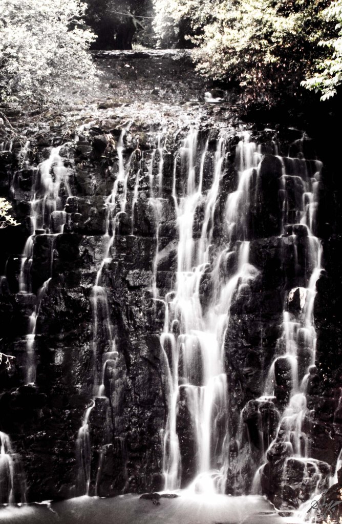 Slowing down water flow, Elephant Falls, Meghalaya