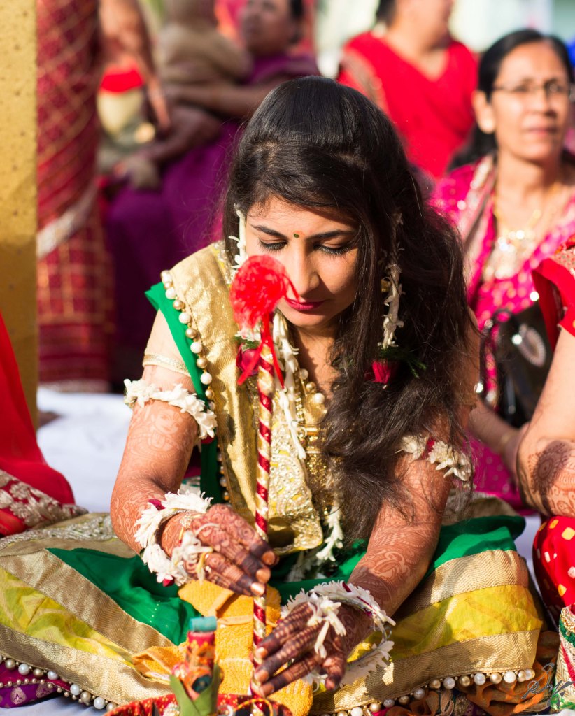 The bride doing the rituals