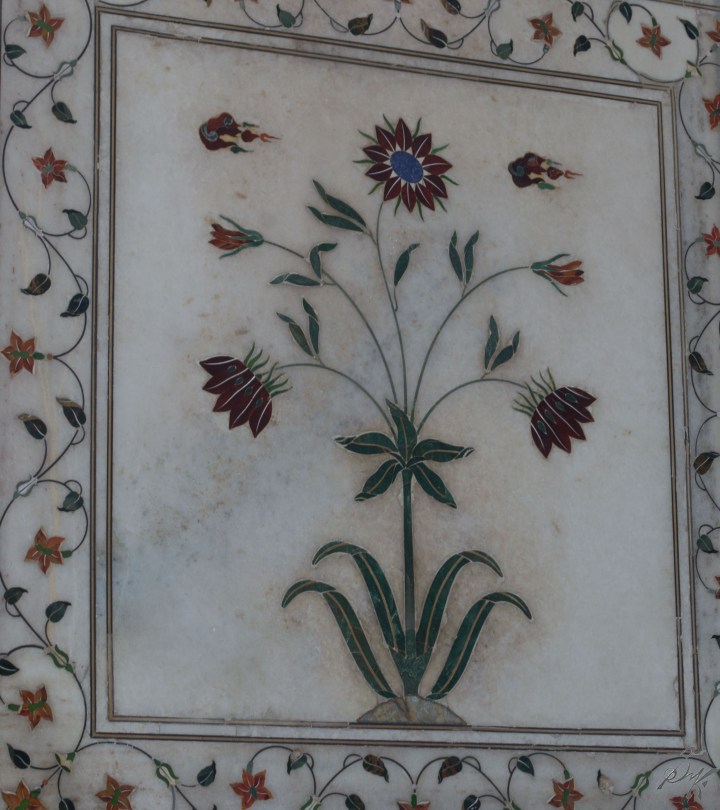 Painting on the wall of Diwan e Khaas, Red Fort, India