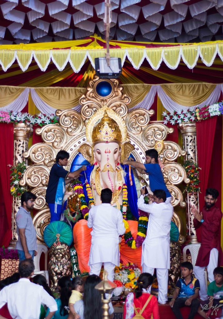 Ganesh Idol being readied for Visarjan Ganesh Idol being readied for Visarjan