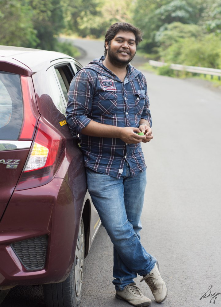 Me posing with the Honda Jazz
