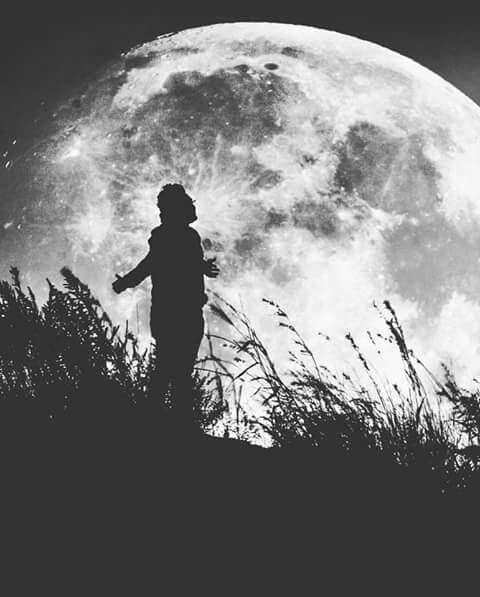 Man, Moon, Double Exposure
