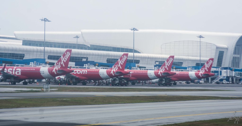 Air Asia Flights parked at KLIA 2
