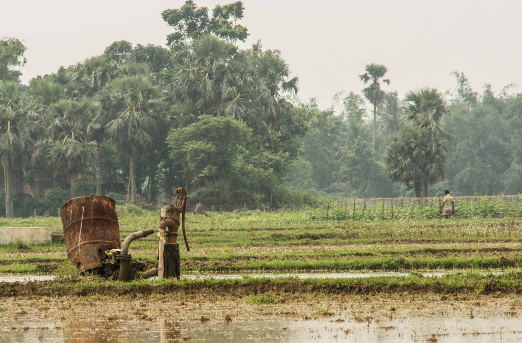 A tubewell coupled with a motor to irrigate the fields