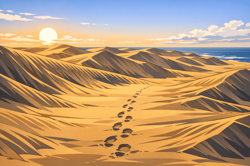 Line and Shadow: The ridges of the sand creating light and dark greyscale "waves" across the expanse.